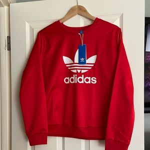 NWT Red Crewneck Adidas Sweater Size L